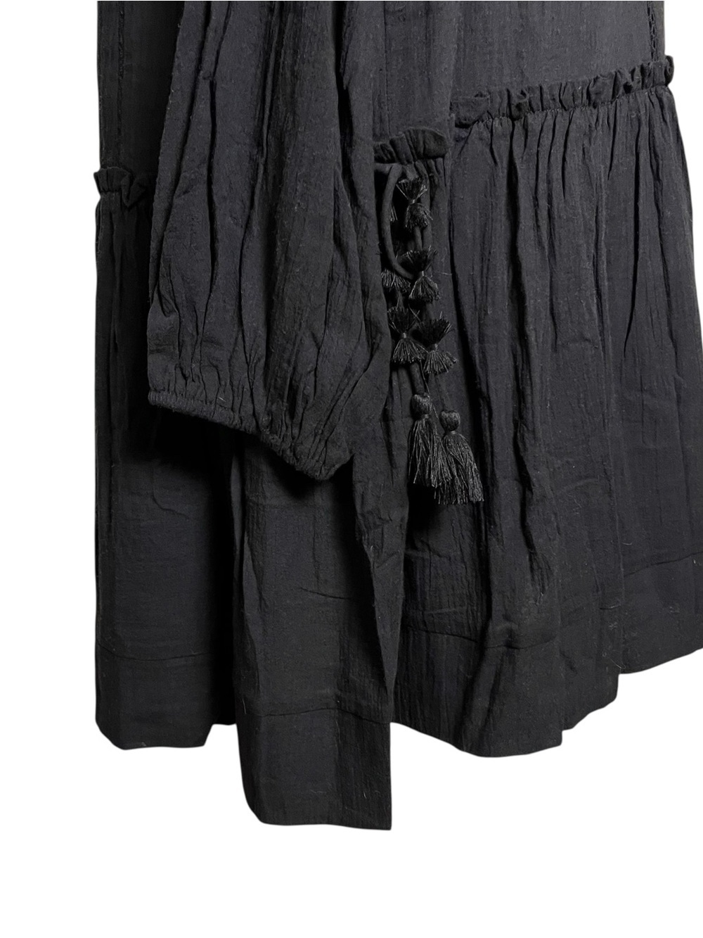 Pomander Place Ophelia NWOT Black Cotton Gauze Resort Boho Mini Dress – Size M - Picture 7 of 13